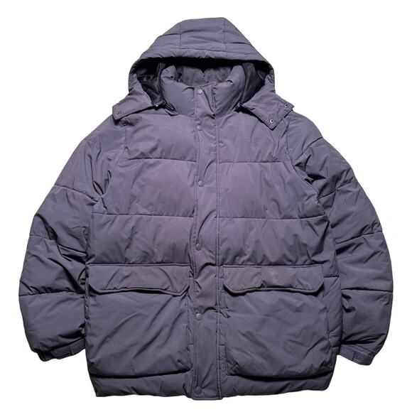 Swiss Tech Puffer Parka Jacket Men’s M Gray Hooded Heavy Warm Coat Flaws - Picture 1 of 5
